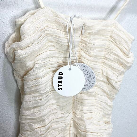 Staud Hightide Asymmetrical Strapless Maxi Dress In Cream 4 NWT - Picture 7 of 10